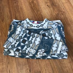 Blue designed “ugly” sweater